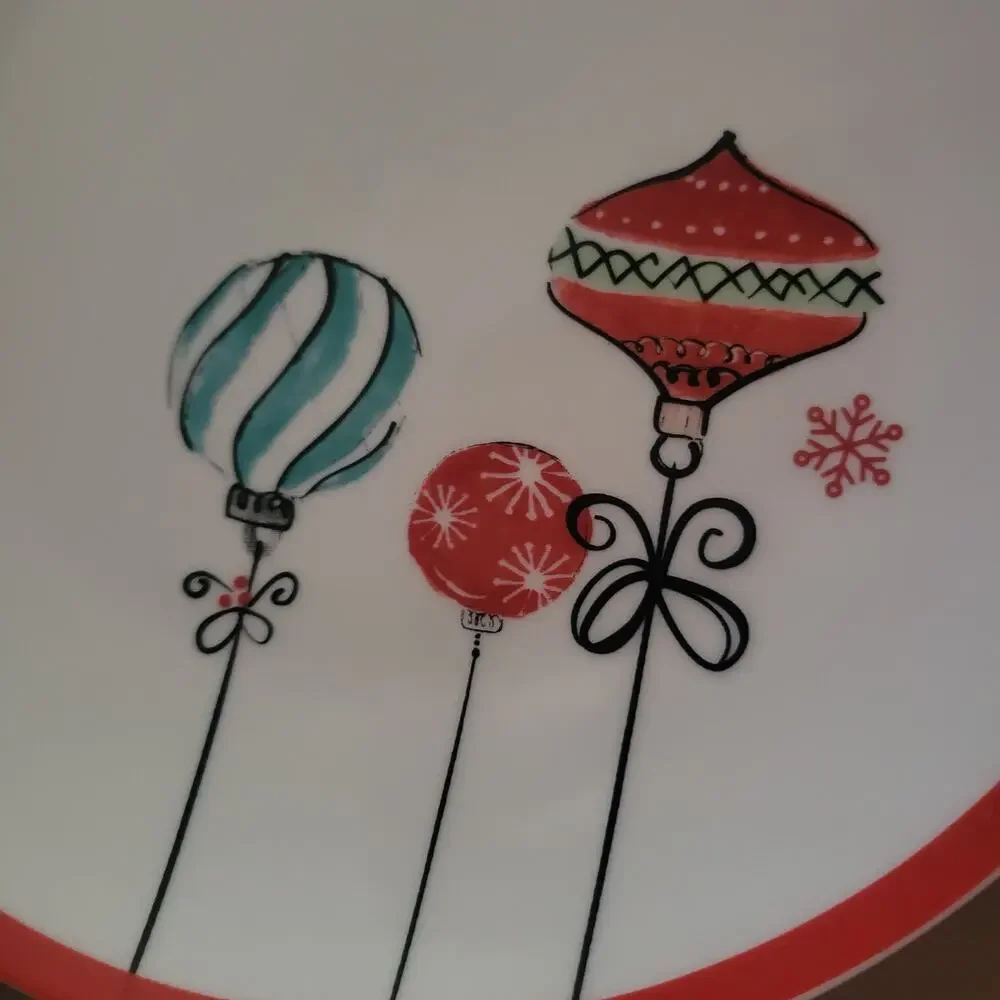 American Atelier Salad Plates Christmas Bulbs‎ and Presents Porcelain Set of two